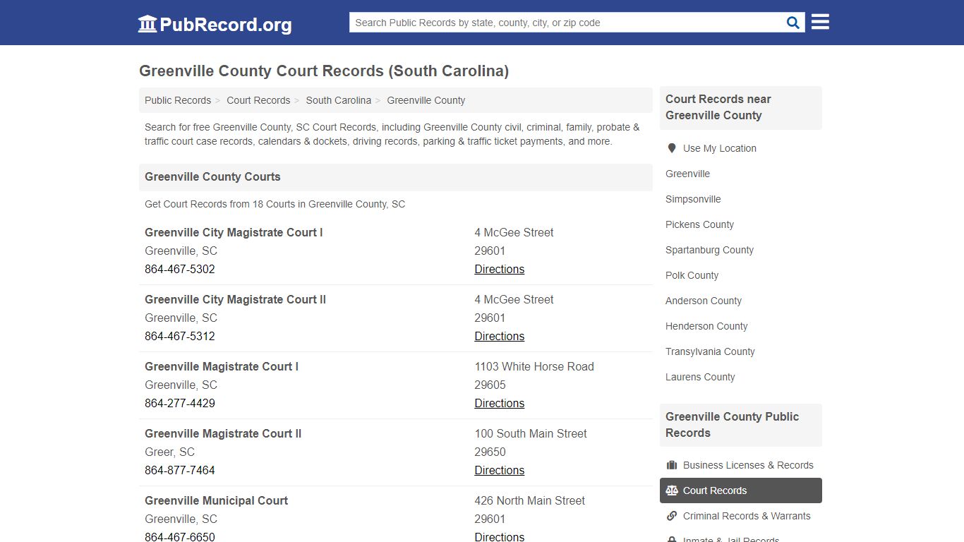 Greenville County Court Records (South Carolina)